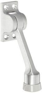 rockwood 461.26d brass kick down door stop, 8 x 3/4" oh sms fastener, 3-5/8" projection, 2-1/4" base width x 1-1/4" base length, satin chrome plated finish