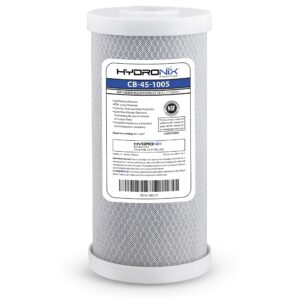 hydronix cb-45-1005 whole house or commercial nsf coconut activated carbon block water filter, 4.5" x 10" - 5 micron