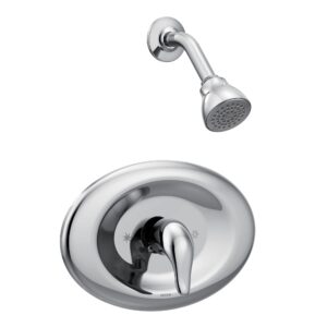 moen chateau chrome eco-performance shower trim set, featuring showerhead and shower lever handle with escutcheon (posi-temp valve required), tl2368ep
