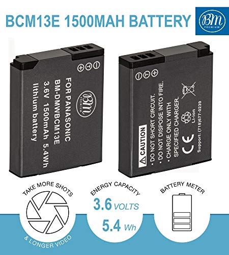 BM Premium 2 Pack of DMW-BCM13E Batteries and Charger for Panasonic Lumix DC-TS7,DMC-FT5A, LZ40, TS5, TS6, TZ37, TZ40, TZ41, TZ55, TZ60, ZS27, ZS30, ZS35, DMC-ZS40, DMC-ZS45, DMC-ZS50 Digital Cameras