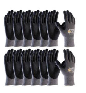 atg 34-874 maxiflex ultimate - nylon, micro-foam nitrile grip gloves - black/gray - x-large - 12 pairper pack