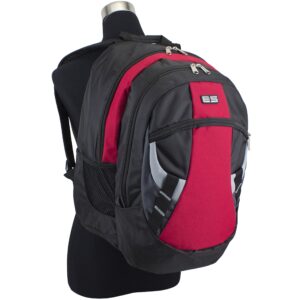 Eastsport Oversized Multifunctional Sports Backpack for Work, Travel, Outdoors - Black/Red