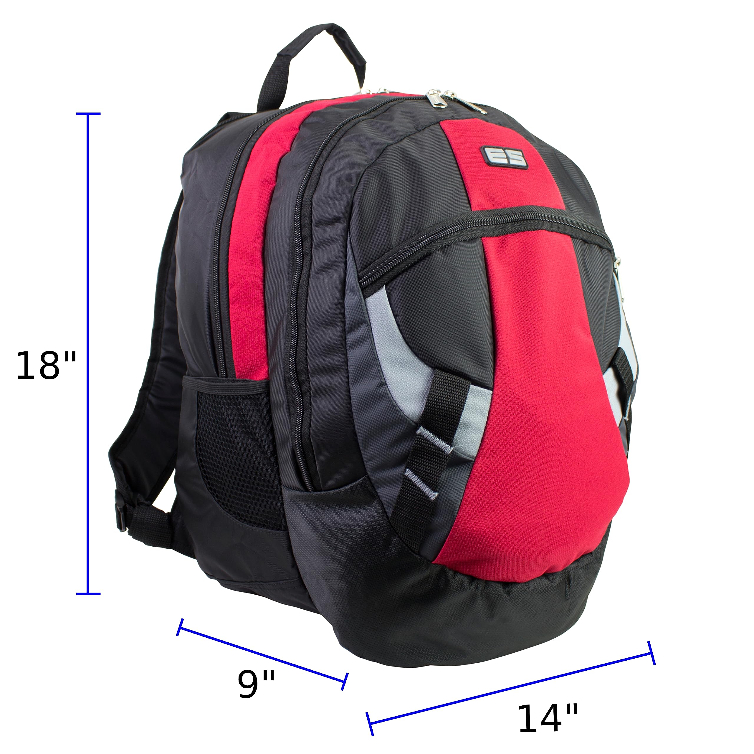 Eastsport Oversized Multifunctional Sports Backpack for Work, Travel, Outdoors - Black/Red