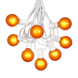 g40 patio string lights with 25 orange globe bulbs - hanging garden string lights - vintage backyard patio lights - outdoor string lights - market cafe string lights - white wire - 25 foot