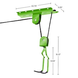 Bike Hanger Set - Set of 2 Overhead Pulley System Bike Hangers for Garage or Shed with 100lb Capacity for Bicycles or Ladders by Rad Sportz (Green)