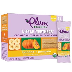 plum organics | little teethers | organic toddler & kids snacks | banana & pumpkin | 3 ounce teething wafers with 6 count(pack of 6)