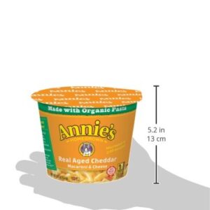 Annie's Real Aged Cheddar Microwavable Mac and Cheese with Organic Pasta Cup, 2.01 oz (Pack of 12)