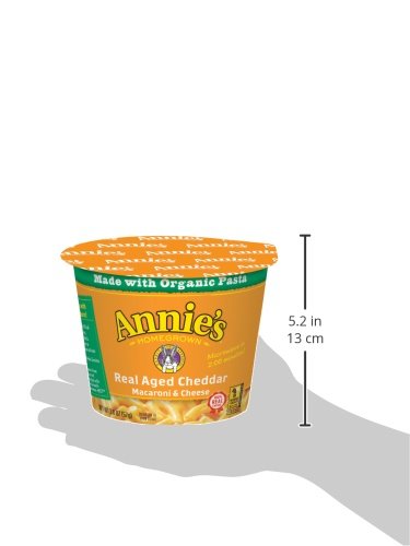 Annie's Real Aged Cheddar Microwavable Mac and Cheese with Organic Pasta Cup, 2.01 oz (Pack of 12)