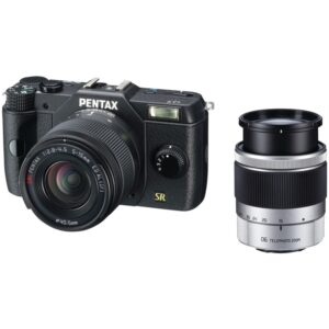 pentax q7 12.4mp mirrorless digital camera with 02 standard zoom 5-15mm f2.8-4.5 and 06 telephoto zoom 15-45mm f2.8 lenses (black)