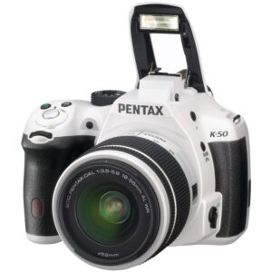 pentax k-50 16mp digital slr camera with 3-inch lcd - body only (white)
