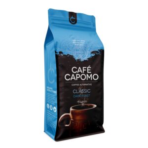 tattva's herbs cafe capomo coffee alternative, classic dark roast coffee substitute with capomo maya nut, caffeine free & acid free - 11 oz.