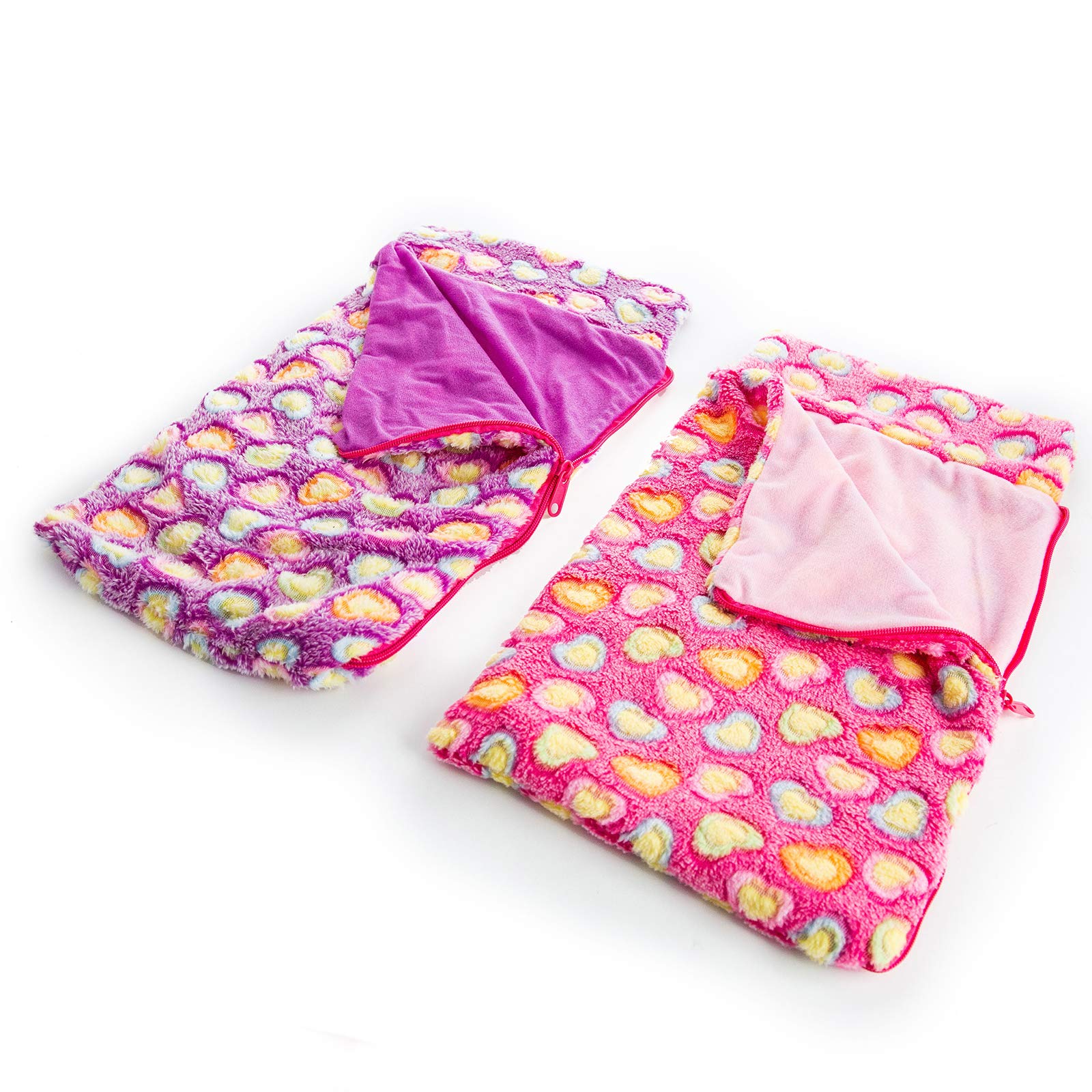 The Queen's Treasures 18 Inch Doll Accessories, Set of 2 Soft Sleeping Bag Bedding (1 Pink and 1 Purple), Compatible with American Girl