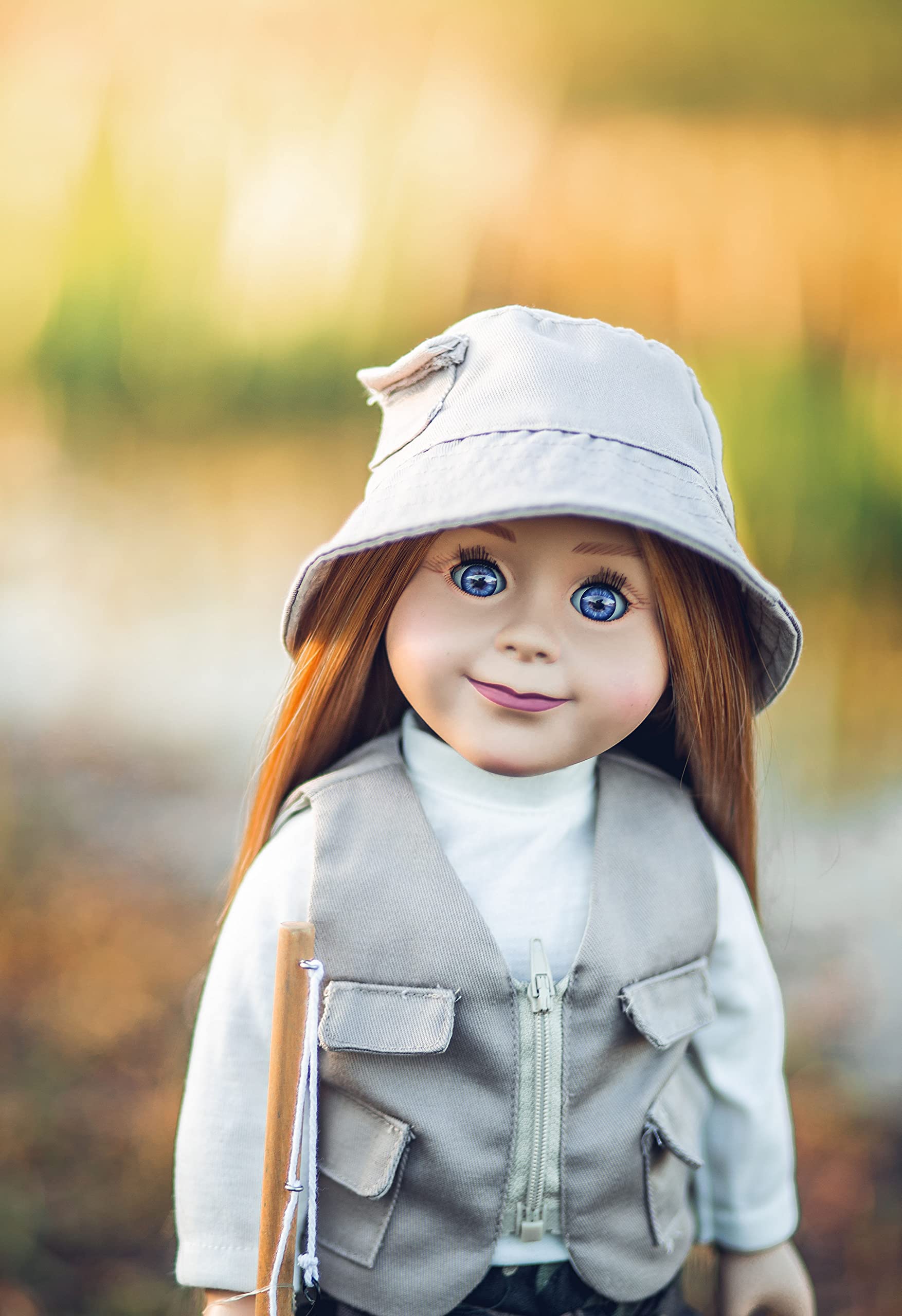 The Queen's Treasures 18 Inch Doll Clothes & Accessories, 4 Pc Fishing Outfit with Pants, Hat, Vest & Shirt, Compatible for Use with American Girl Dolls, Doll NOT Included