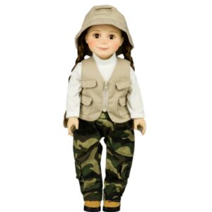 The Queen's Treasures 18 Inch Doll Clothes & Accessories, 4 Pc Fishing Outfit with Pants, Hat, Vest & Shirt, Compatible for Use with American Girl Dolls, Doll NOT Included