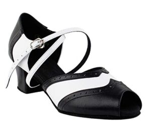 ladies women ballroom dance shoes from very fine c6035 blackr & white 1.6" cuban heel (8.5)