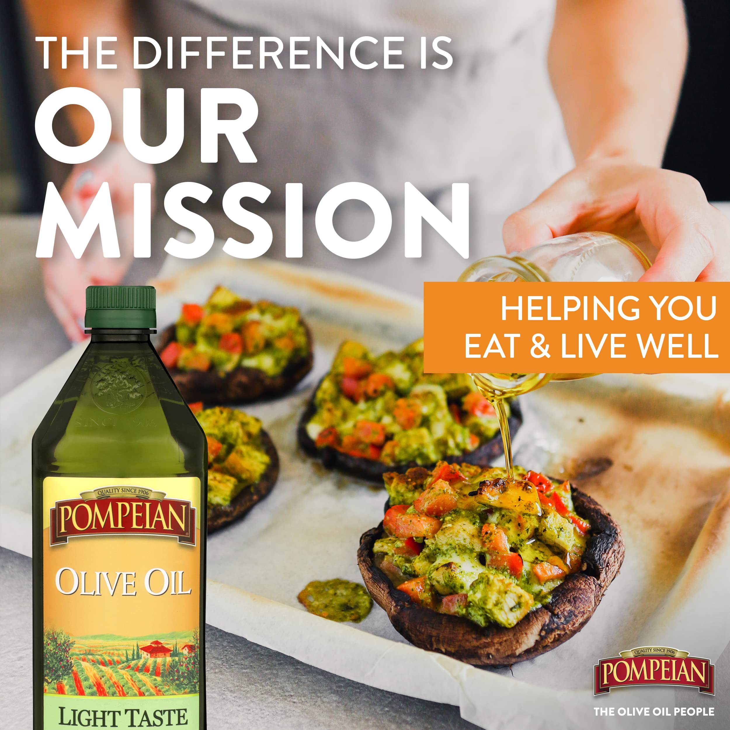 Pompeian Light Taste Olive Oil, Light, Subtle Flavor, Perfect for Frying & Baking, Naturally Gluten Free, Non-Allergenic, Non-GMO, 32 FL. OZ.