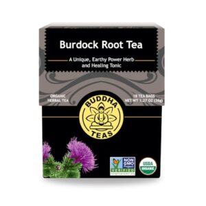 buddha teas - burdock root - organic herbal tea - for health & wellbeing - with antioxidants, minerals & vitamin c - caffeine free - 100% kosher & non-gmo - 18 tea bags (pack of 1)