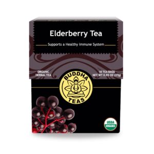 buddha teas - organic elderberry - herbal tea - for health & wellbeing - with antioxidants & minerals - clean ingredients - caffeine free - 100% kosher & non-gmo - 18 tea bags (pack of 1)