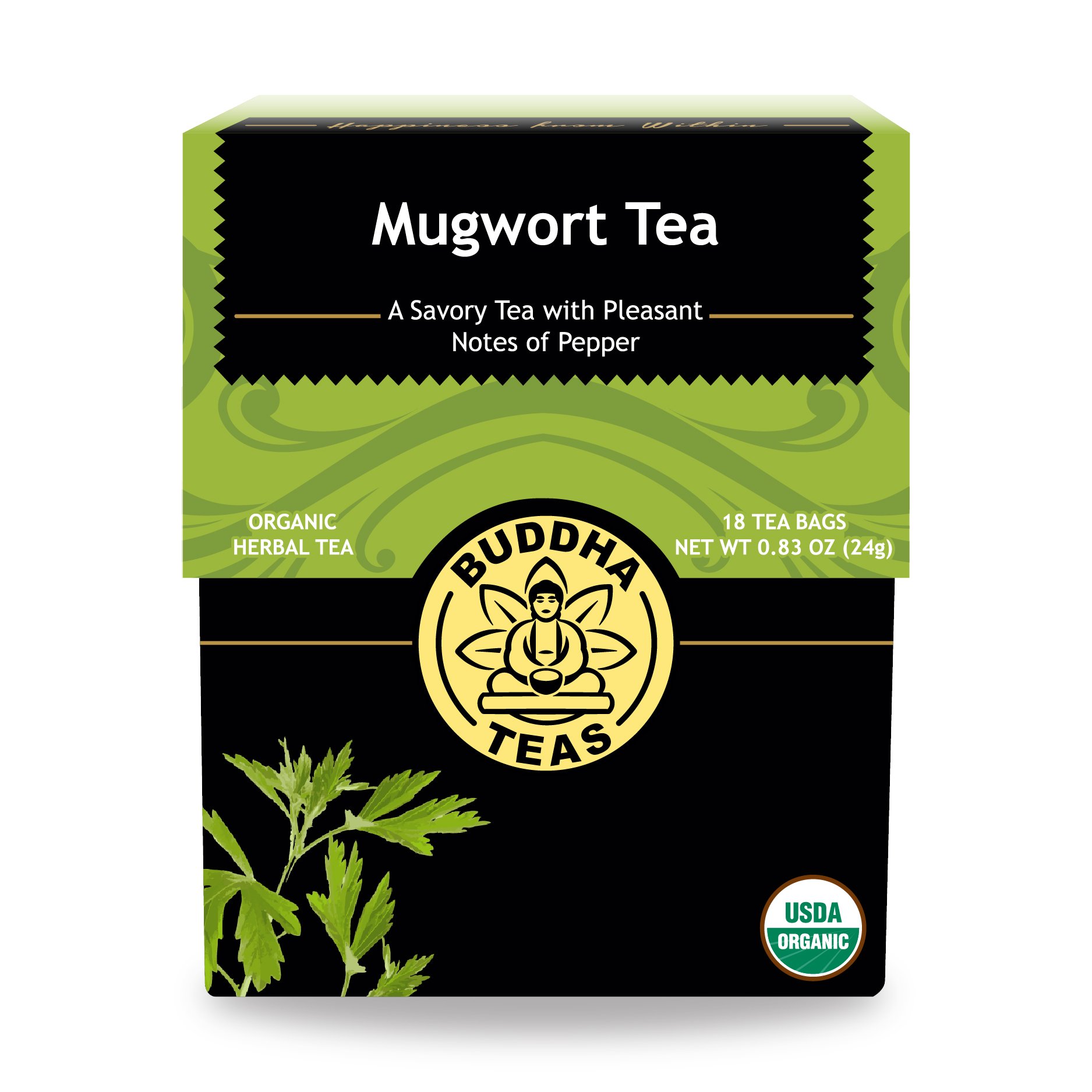 Buddha Teas Organic Mugwort Tea - OU Kosher, USDA Organic, CCOF Organic, 18 Bleach-Free Tea Bag