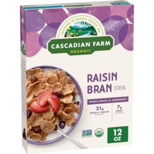 cascadian farm organic raisin bran cereal, 12 oz