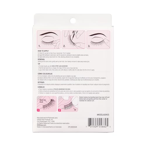 KISS So Wispy, False Eyelashes, Style #11', 12 mm, Includes 5 Pairs Of Lashes, Contact Lens Friendly, Easy to Apply, Reusable Strip Lashes, Glue On, Mulitpack