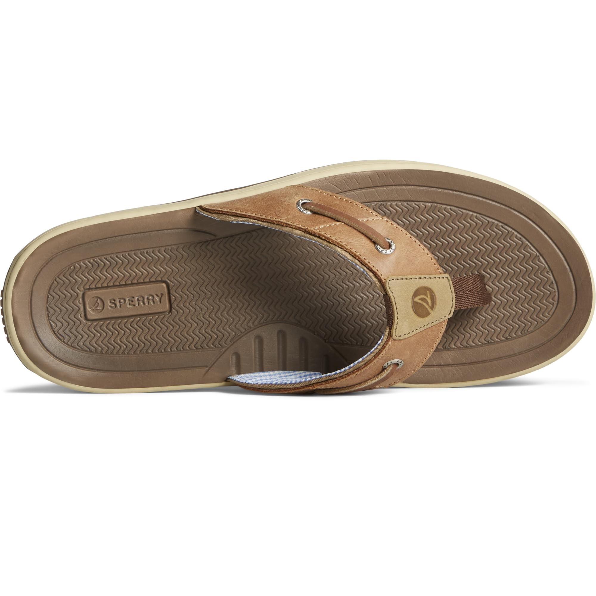 Sperry Mens Baitfish Thong Sandals, Dark Tan, 12