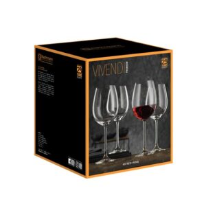 Nachtmann Vivendi Collection, Red Wine Glasses, Set of 4, Made of Crystal Glass, Clear, Long Stem, Ideal for Cabernet, Burgundy, Pinot Noir, Bordeaux, Dishwasher Safe