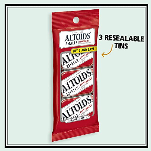 Wrigley's Altoids Smalls Peppermint Sugarfree Mint, 0.37 Ounce, 3 Count