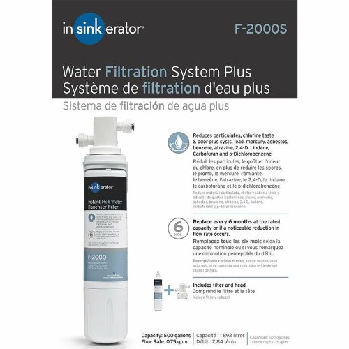 InSinkErator F-2000S Premium Under Sink Water Filtration System for Instant Hot and Cold Water Dispenser System, Off-White