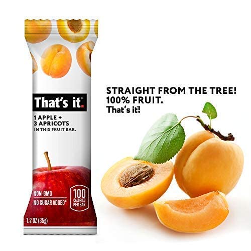 That's it. Apple + Apricot 100% Natural Real Fruit Bar, Best High Fiber Vegan, Gluten Free Healthy Snack, Paleo for Children & Adults, Non GMO No Added Sugar, No Preservatives Energy Food (12 Pack)