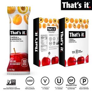 That's it. Apple + Apricot 100% Natural Real Fruit Bar, Best High Fiber Vegan, Gluten Free Healthy Snack, Paleo for Children & Adults, Non GMO No Added Sugar, No Preservatives Energy Food (12 Pack)