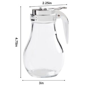 6 Oz. (Ounce) Glass Bulb Jar Syrup Dispenser, Sugar Dispenser, Retracting Spout, Dispensing Thumb-Lever, Pancake House Style (2)