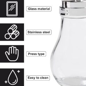 6 Oz. (Ounce) Glass Bulb Jar Syrup Dispenser, Sugar Dispenser, Retracting Spout, Dispensing Thumb-Lever, Pancake House Style (2)