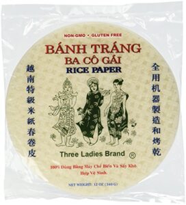 three ladies brand spring roll rice paper wrapper (2 packs) round, 22cm