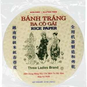 Three Ladies Brand Spring Roll Rice Paper Wrapper (2 Packs) Round, 22cm