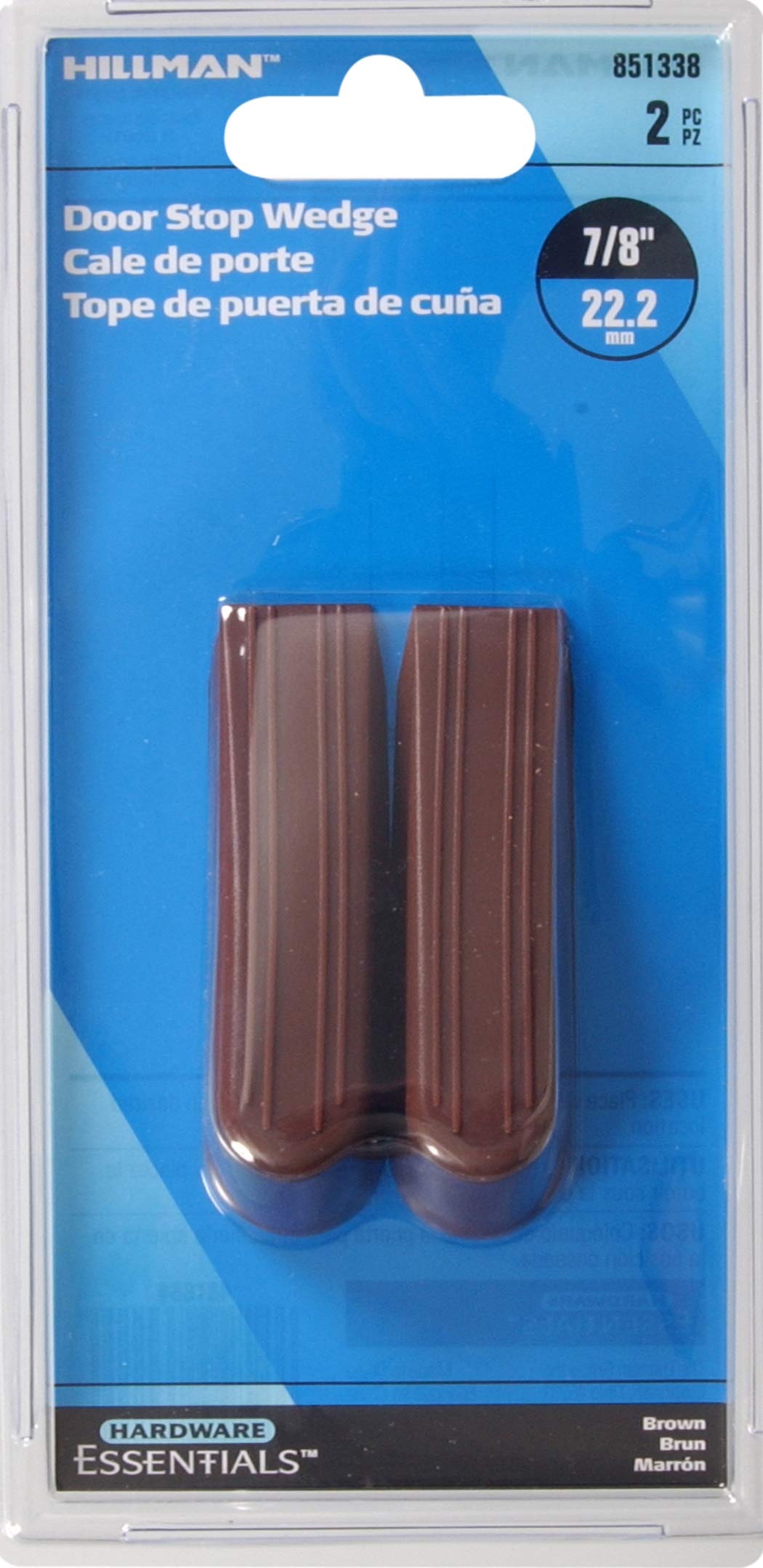 Hardware Essentials 851338 Floor Door Stops Wedges Brown 3" - 2 Pack