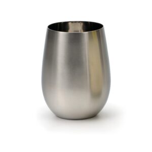 rsvp international brushed stainless steel barware collection, stemless wine glass, 18-ounce