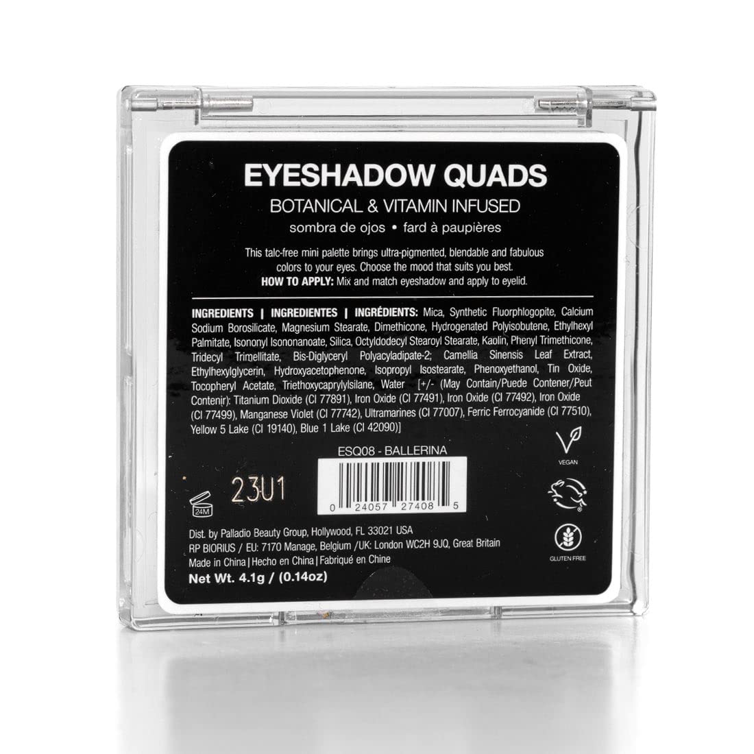 Palladio Eyeshadow Quads, Velvety Pigmented Blendable Matte, Metallic and Shimmer Finishes, Creamy Formula, Four Way Quad Eye Shadow Palette, Talc-Free (Ballerina)