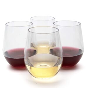 d'eco unbreakable stemless wine glasses (set of 4, 20oz ea) - reusable shatterproof sangria and wine glassware - perfect for hosting & entertaining - cocktail glasses set