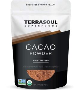 terrasoul superfoods raw organic cacao powder, 16 oz, rich chocolate goodness for baking, smoothies, and blissful hot cocoa