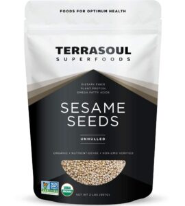 terrasoul superfoods organic unhulled sesame seeds, 2 lbs, nutty crunch for asian dishes, baking, and homemade tahini