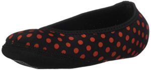 nufoot ballet flats women's shoes foldable & flexible flats slipper socks travel slippers & exercise shoes dance shoes yoga socks house shoes indoor slippers black with red polka dots small