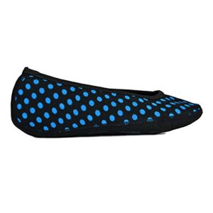 Nufoot Ballet Flats Women's Shoes Foldable & Flexible Flats Slipper Socks Travel Slippers & Exercise Shoes Dance Shoes Yoga Socks House Shoes Indoor Slippers Black with Blue Polka Dots Large