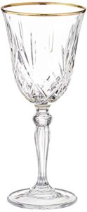 lorren home trends siena collection crystal white wine glass with gold band design, set of 4,6 fl oz