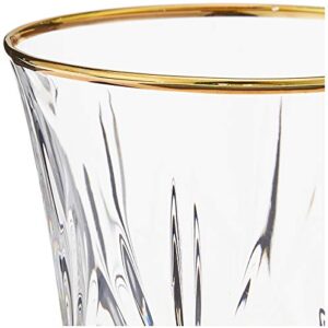 Lorren Home Trends Siena Collection Crystal White Wine Glass with Gold Band Design, Set of 4,6 fl oz