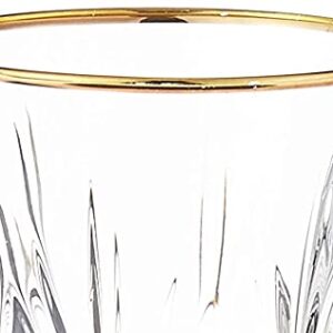 Lorren Home Trends Siena Collection Crystal White Wine Glass with Gold Band Design, Set of 4,6 fl oz