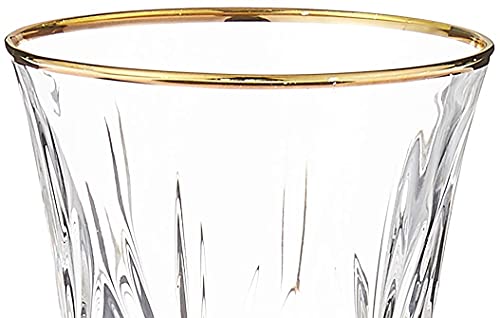 Lorren Home Trends Siena Collection Crystal White Wine Glass with Gold Band Design, Set of 4,6 fl oz