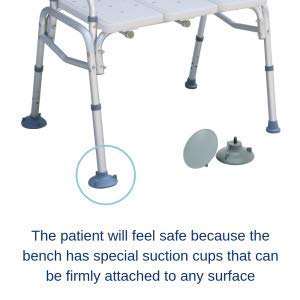 HEALTHLINE Tub Transfer Bench, Lightweight Medical Bath and Shower Chair with Back, Non-Slip Seat, Transfer Bench for Elderly and Disabled, Medical Bath Shower Chair, Adjustable Height, White