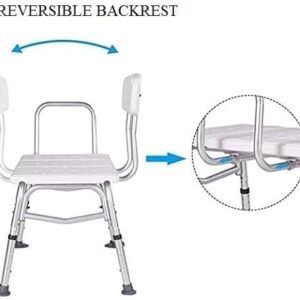 HEALTHLINE Tub Transfer Bench, Lightweight Medical Bath and Shower Chair with Back, Non-Slip Seat, Transfer Bench for Elderly and Disabled, Medical Bath Shower Chair, Adjustable Height, White