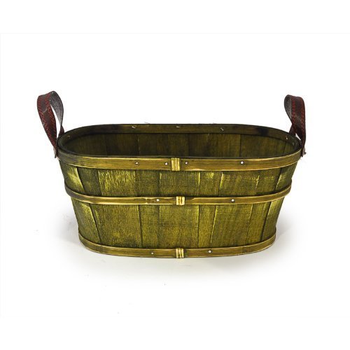 The Lucky Clover Trading Small Woodchip Bushel Basket, Green